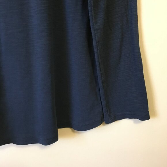 100% Cotton Bleu Gray Lace Shoulder 1/4 Button Down Dark Blue Top - XL - Picture 9 of 16